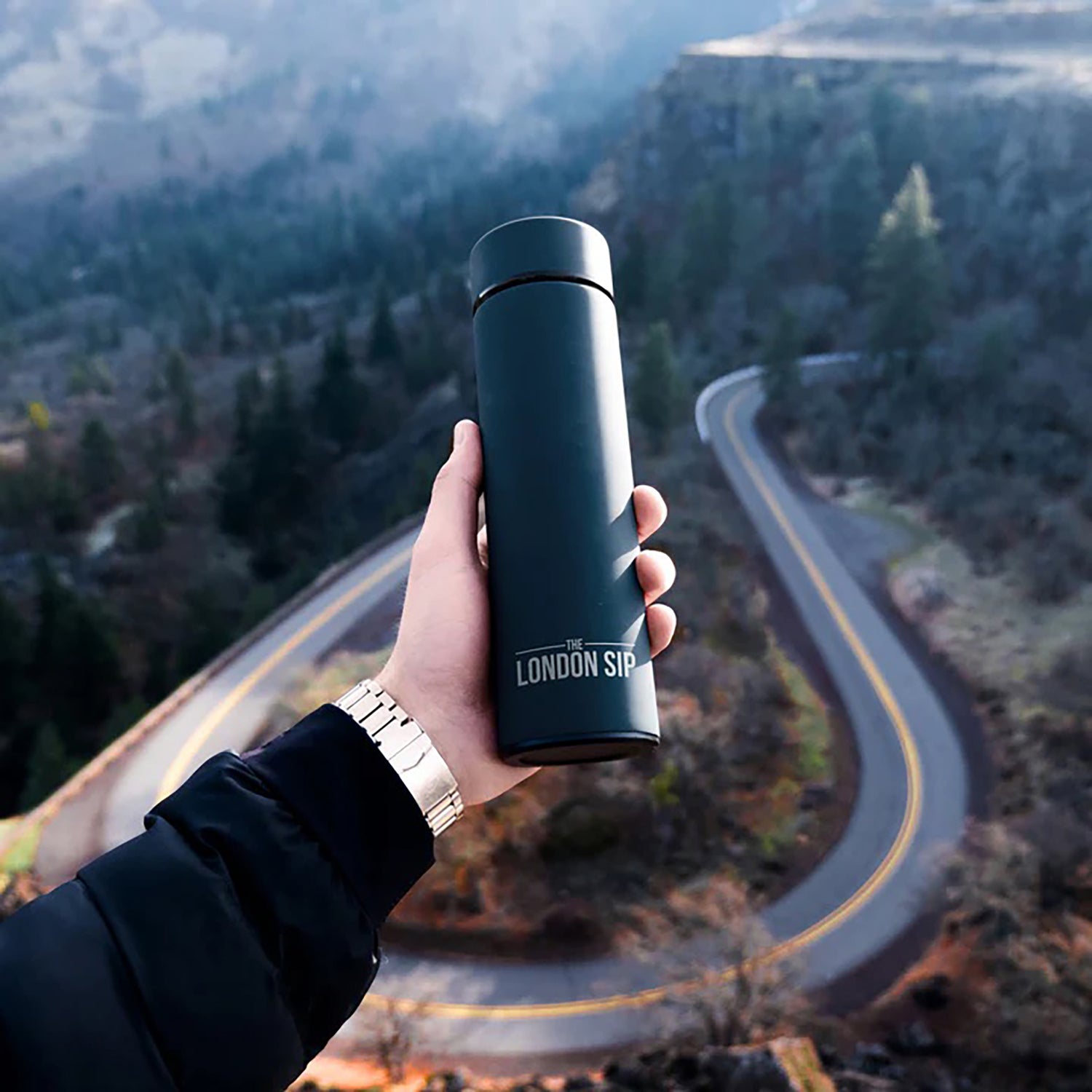 The London Sip Tea Infuser Bottle, 16 Oz., Midnight Teal