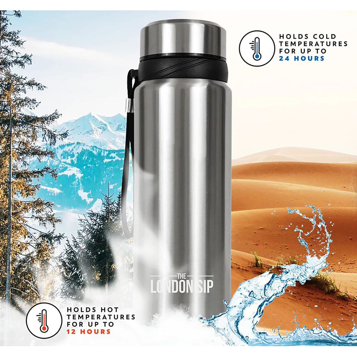 The London Sip Tea Infuser Bottle, 25 Oz., Silver