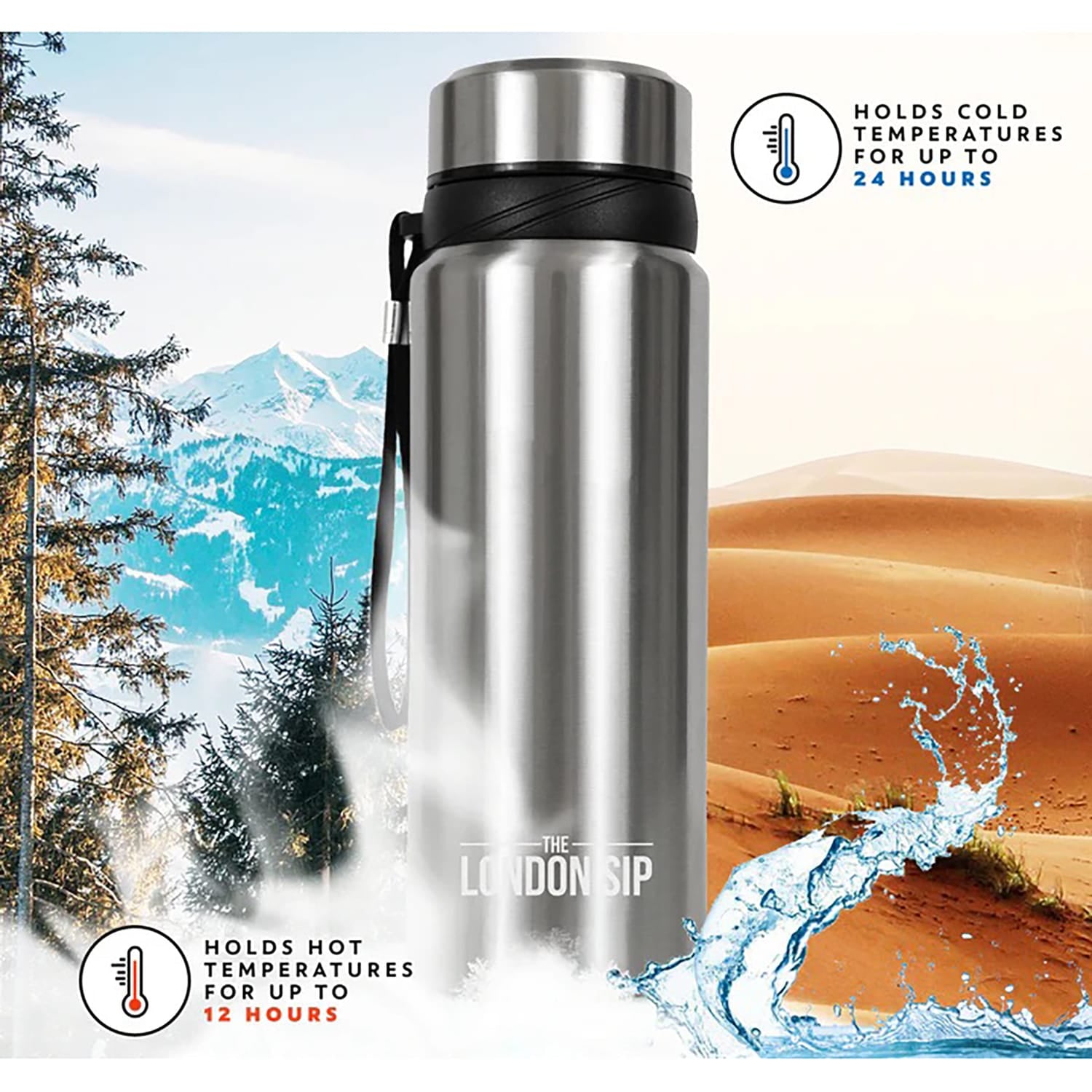 The London Sip Tea Infuser Bottle, 25 Oz., Silver