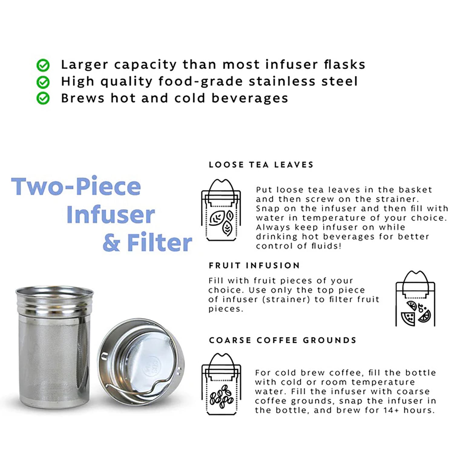 The London Sip Tea Infuser Bottle, 25 Oz., Silver