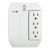 Helios 3-AC Swiveling Outlet, 2-AC Fixed Outlet, and 2-USB Port 450-Joules Surge Protector Wall Tap, AS-HP-5R
