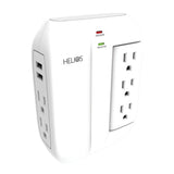 Helios 3-AC Swiveling Outlet, 2-AC Fixed Outlet, and 2-USB Port 450-Joules Surge Protector Wall Tap, AS-HP-5R