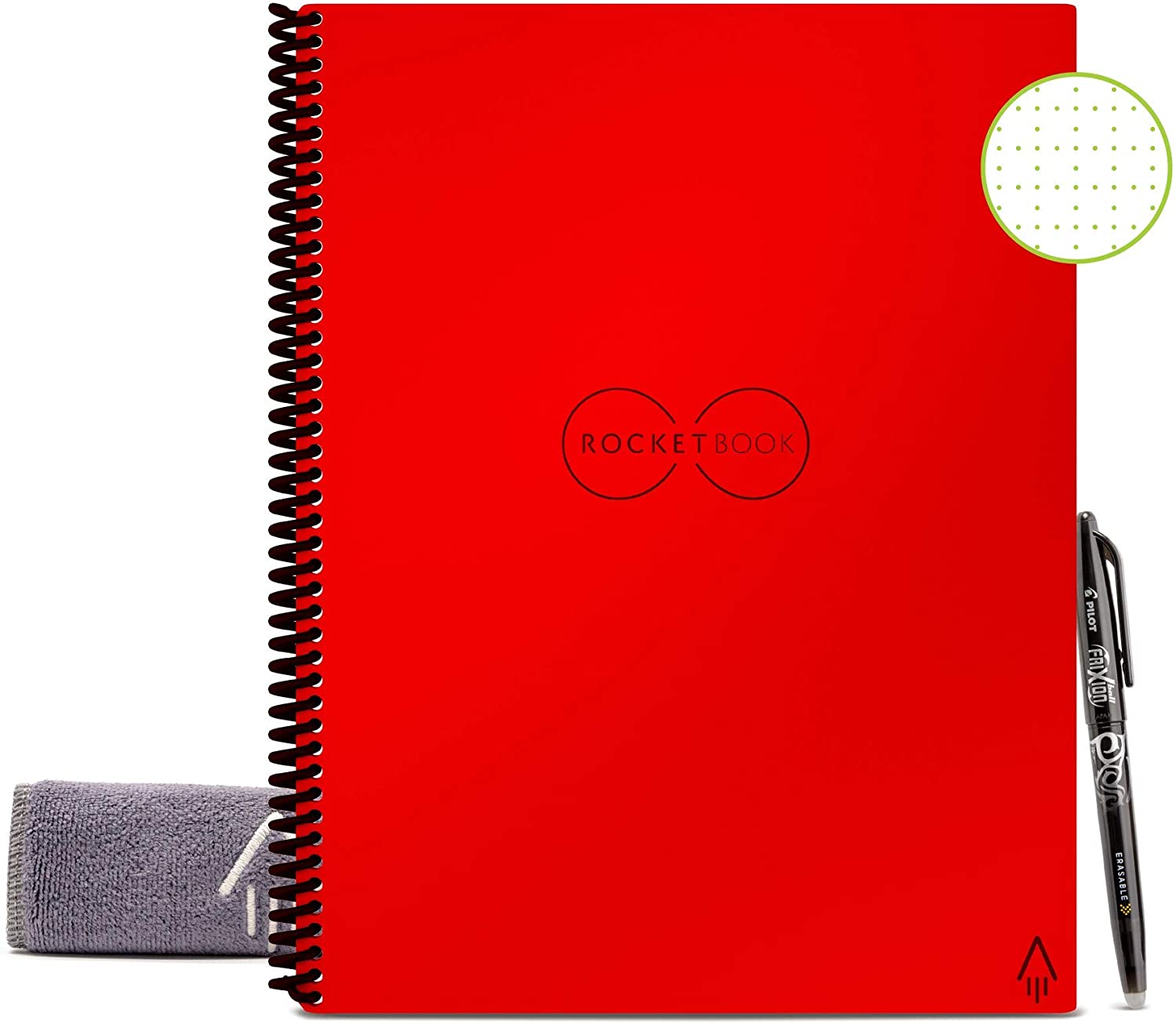 Rocketbook Core Smart Reusable Notebook Pen & Microfiber Cloth Letter Size