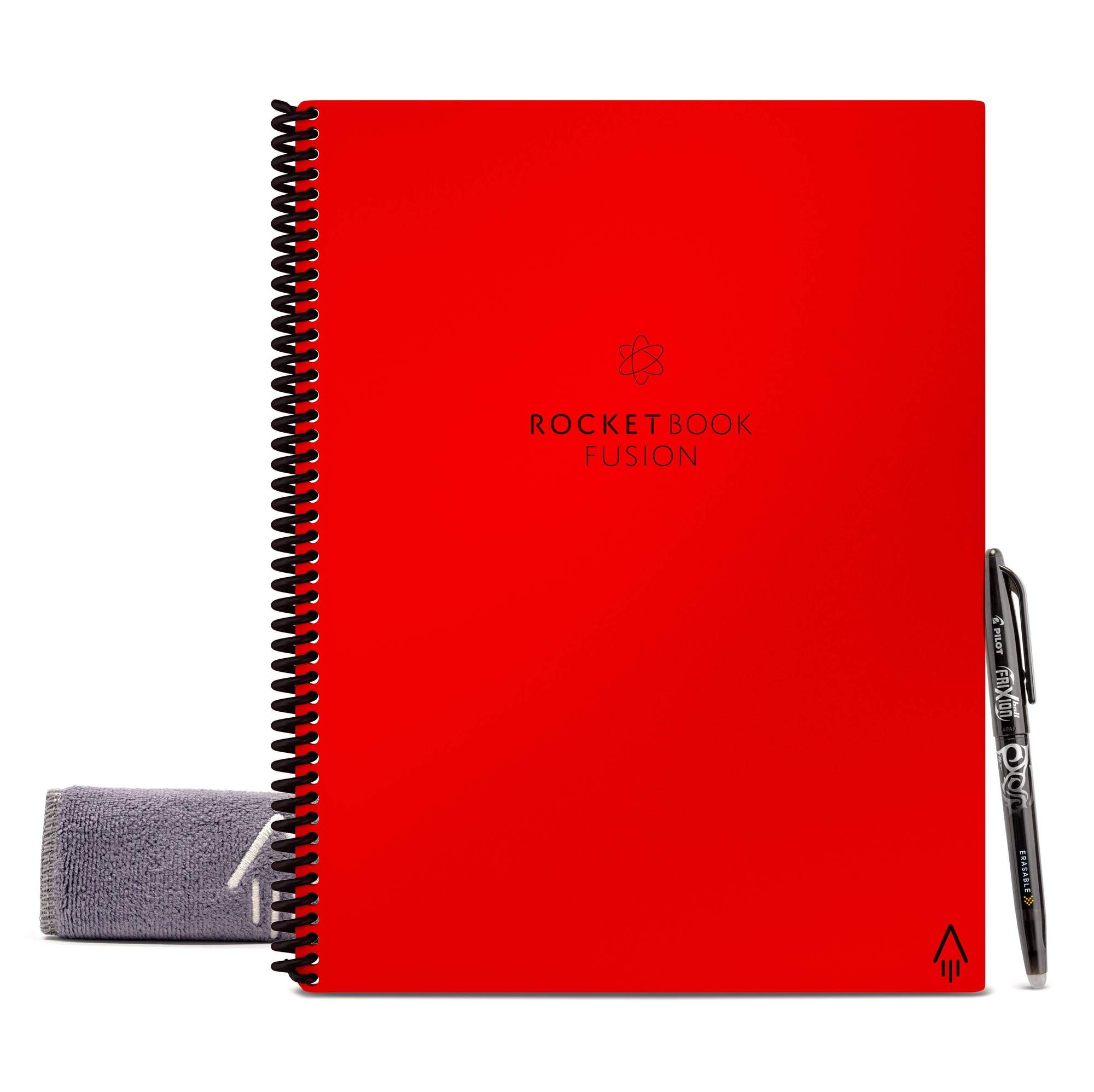 Rocketbook EVRF-L-K Fusion Smart Reusable Notebook with Pen and Microfiber Cloth, Letter Size