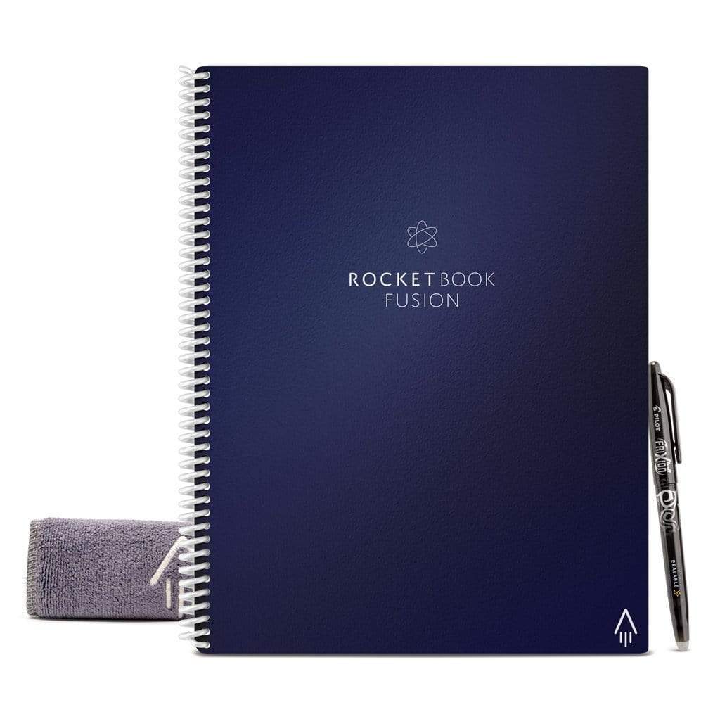 Rocketbook EVRF-L-K Fusion Smart Reusable Notebook with Pen and Microfiber Cloth, Letter Size