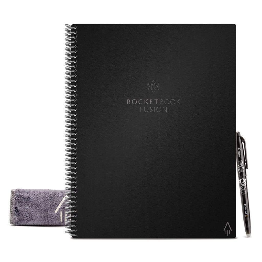 Rocketbook EVRF-L-M-K-A Fusion Mini Notebook Bundle 2 Pens 2 Cloths Black Letter