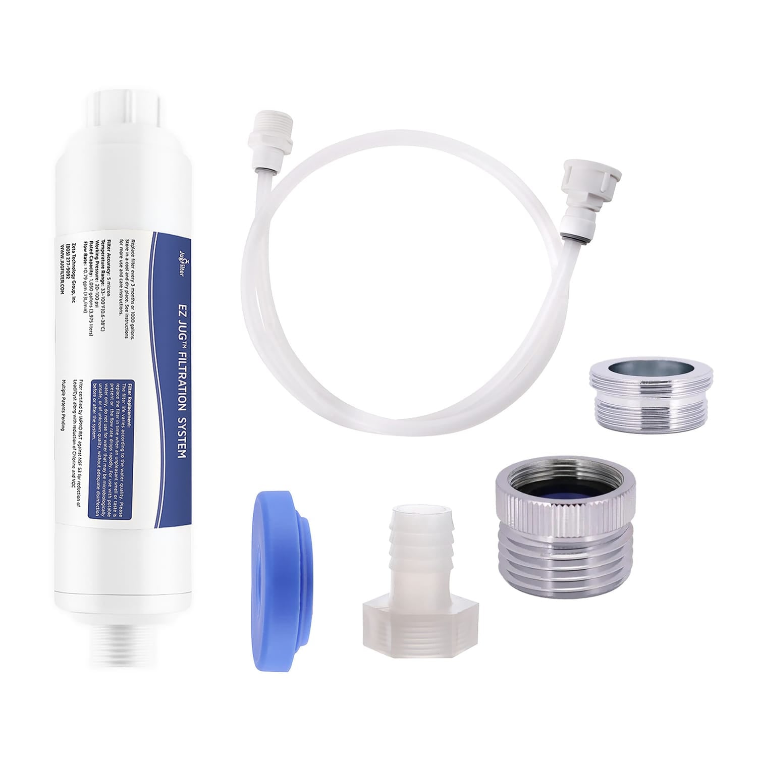 EZ Jug Water Filtration System with Garden Hose Faucet Adapter and Basic Indoor Kitchen Faucet Adapter
