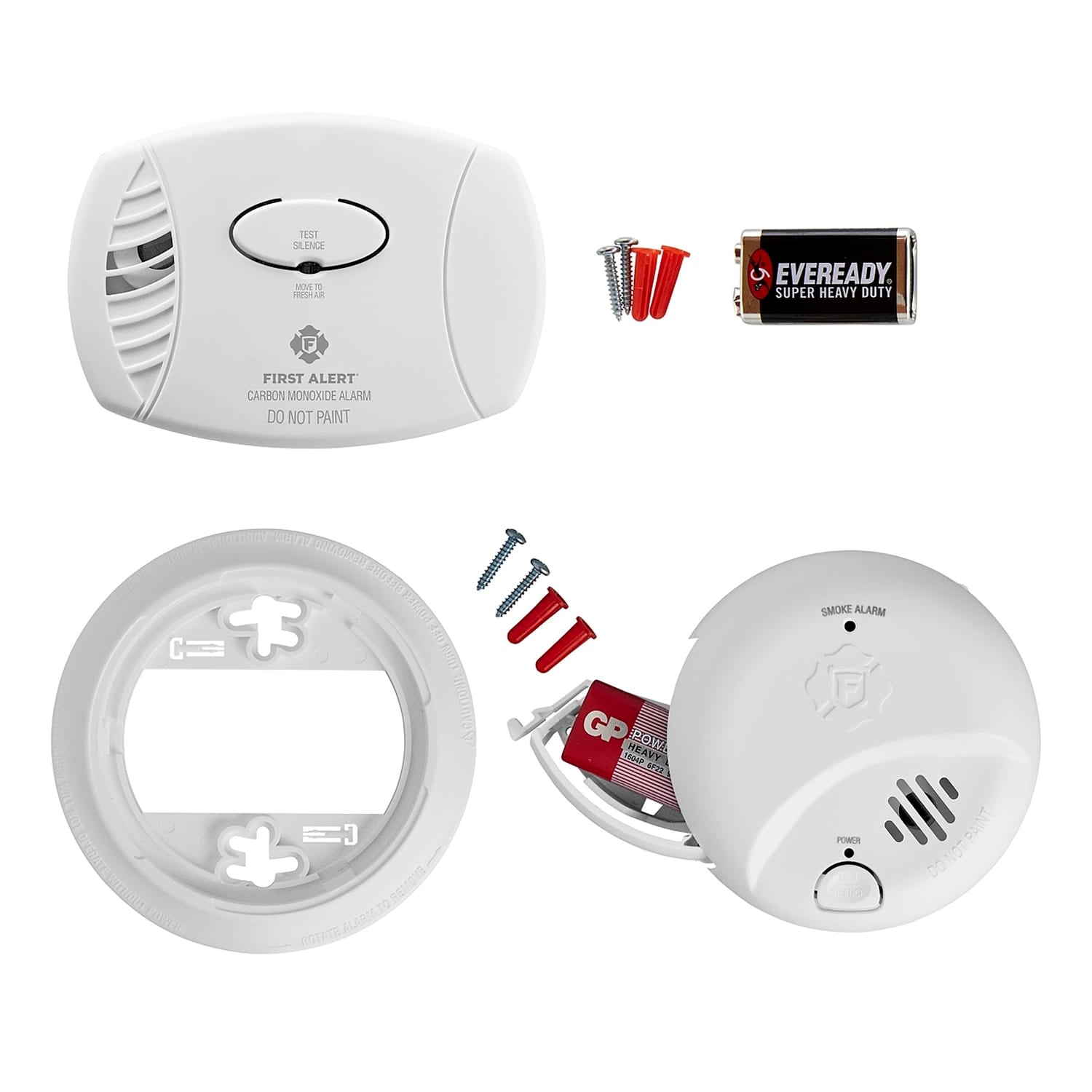 First Alert Standard Battery-Operated Smoke Alarm and CO Alarm Value 2 Pack with Models SMI100 and CO400