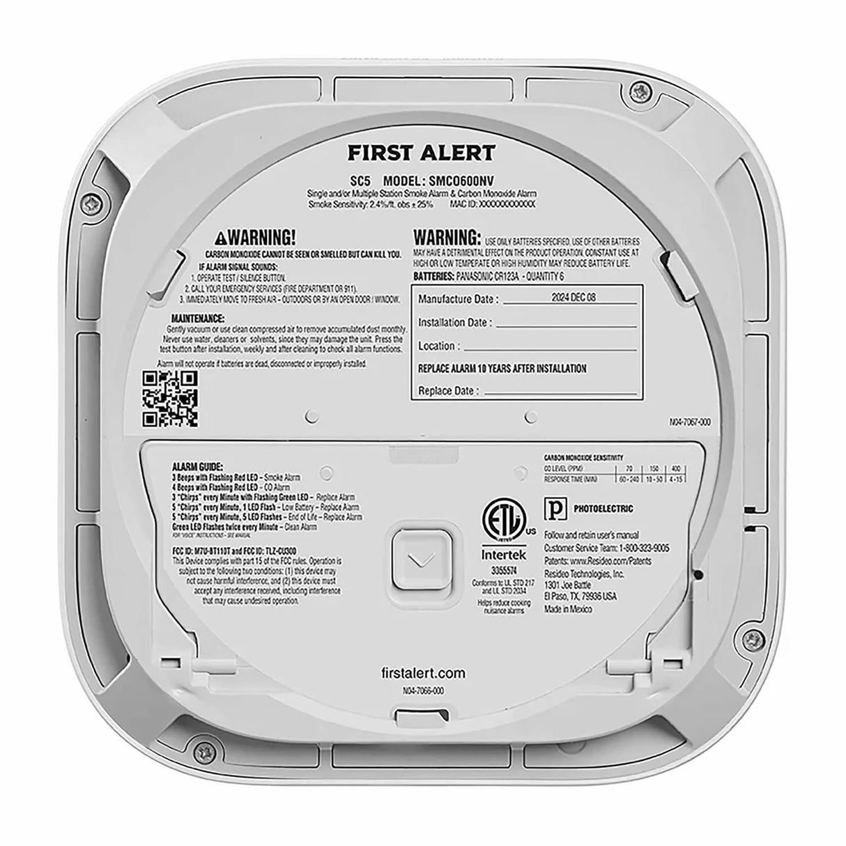 First Alert SC5 Battery Smart 2-in-1 Smoke and CO Alarm with Voice Alerts
