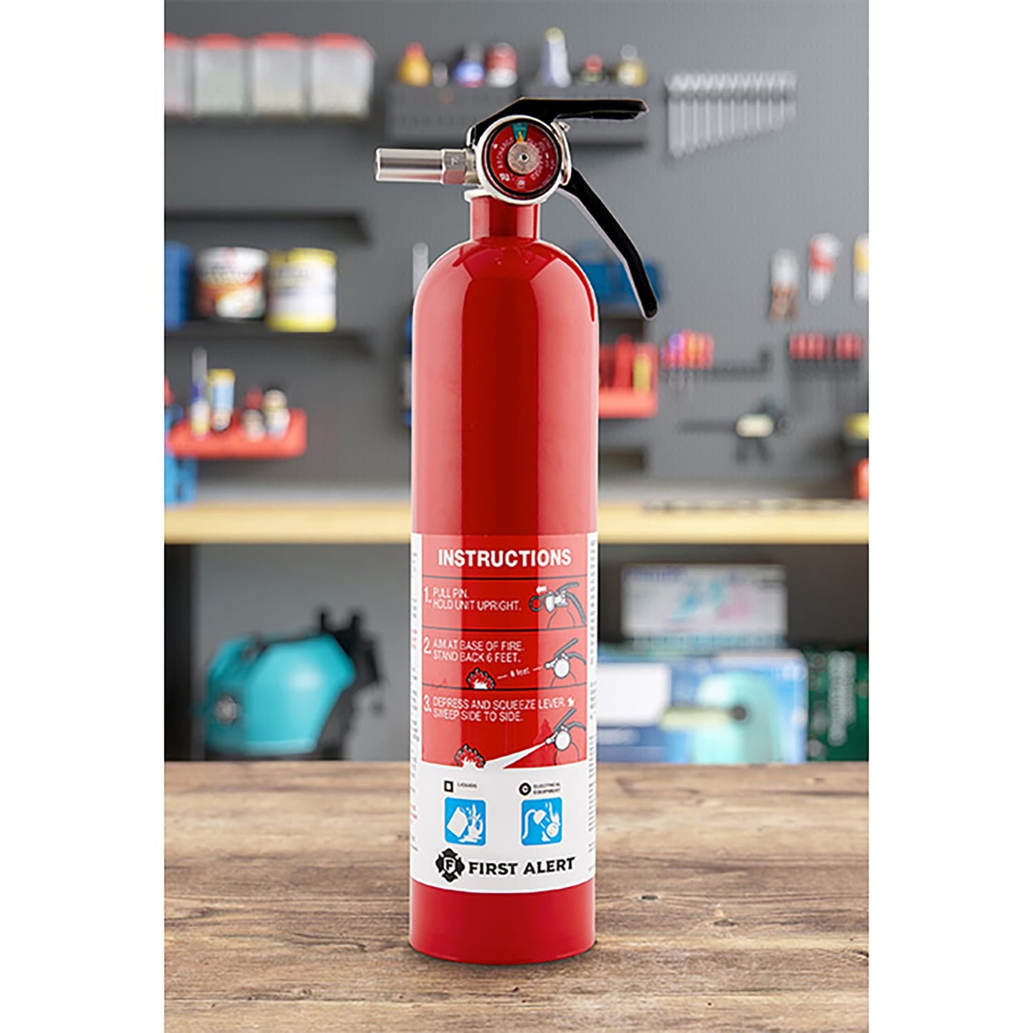 First Alert Rechargeable Garage Fire Extinguisher UL Rated 10-B:C, GARAGE10