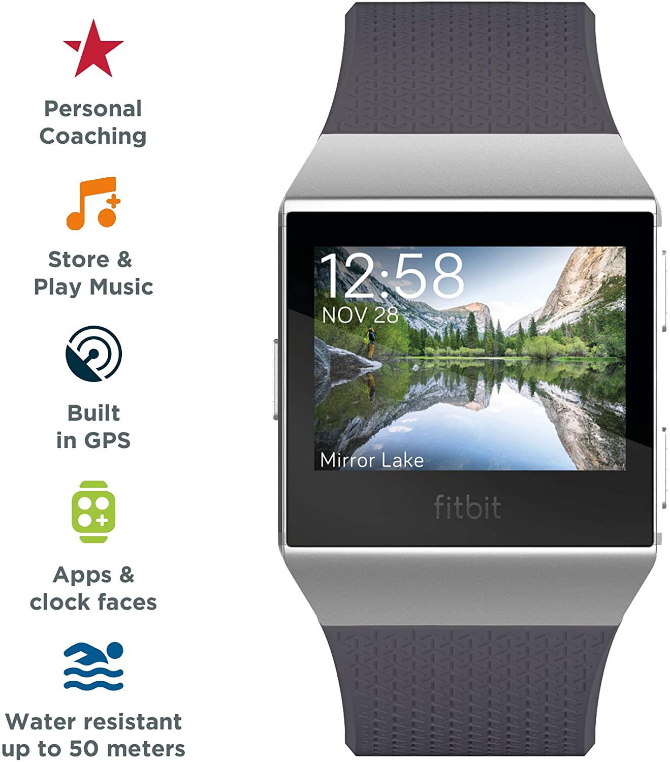 Fitbit Ionic Fitness Watch, Blue Gray/Silver Gray