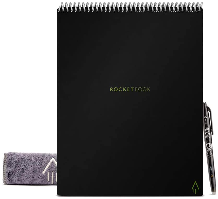 Rocketbook Flip Letter Smart Notebook, 32 Pages, 8.5" x 11", Black