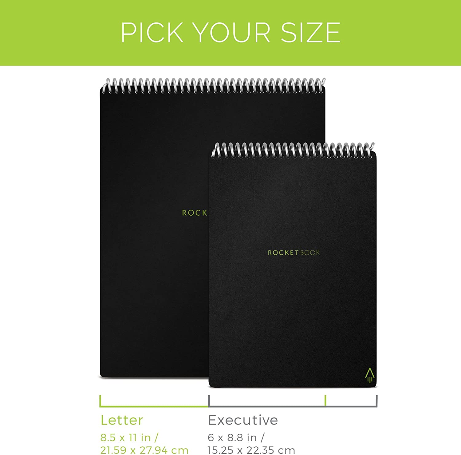 Rocketbook Flip Letter Smart Notebook, 32 Pages, 8.5" x 11", Black