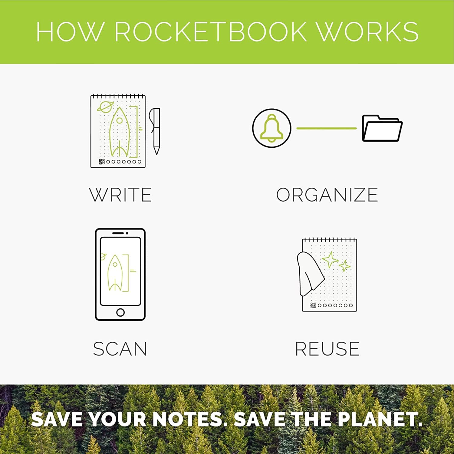 Rocketbook Flip Letter Smart Notebook, 32 Pages, 8.5" x 11", Gray