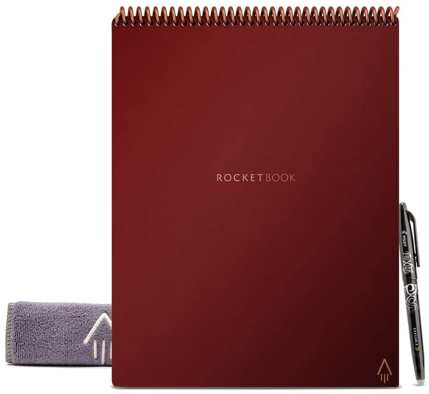 Rocketbook Flip Letter Smart Notebook, 32 Pages, 8.5" x 11", Maroon