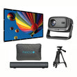 Fugoo Outdoor Projector Bundle with 1080p Projector, 15.7-In. Bluetooth Sound Bar, 120-In. Screen, and Adjustable Tripod