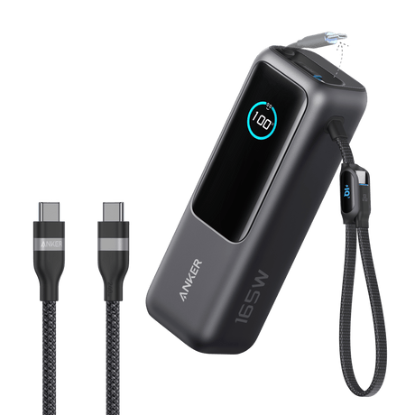 Anker Laptop Power Bank (25K, 165W, Built-In and Retractable Cables)
