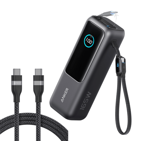 Anker Laptop Power Bank (25K, 165W, Built-In and Retractable Cables)