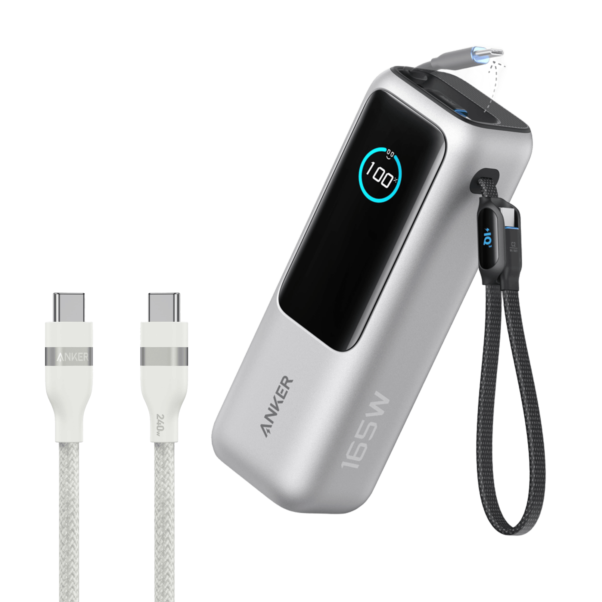 Anker Laptop Power Bank (25K, 165W, Built-In and Retractable Cables)