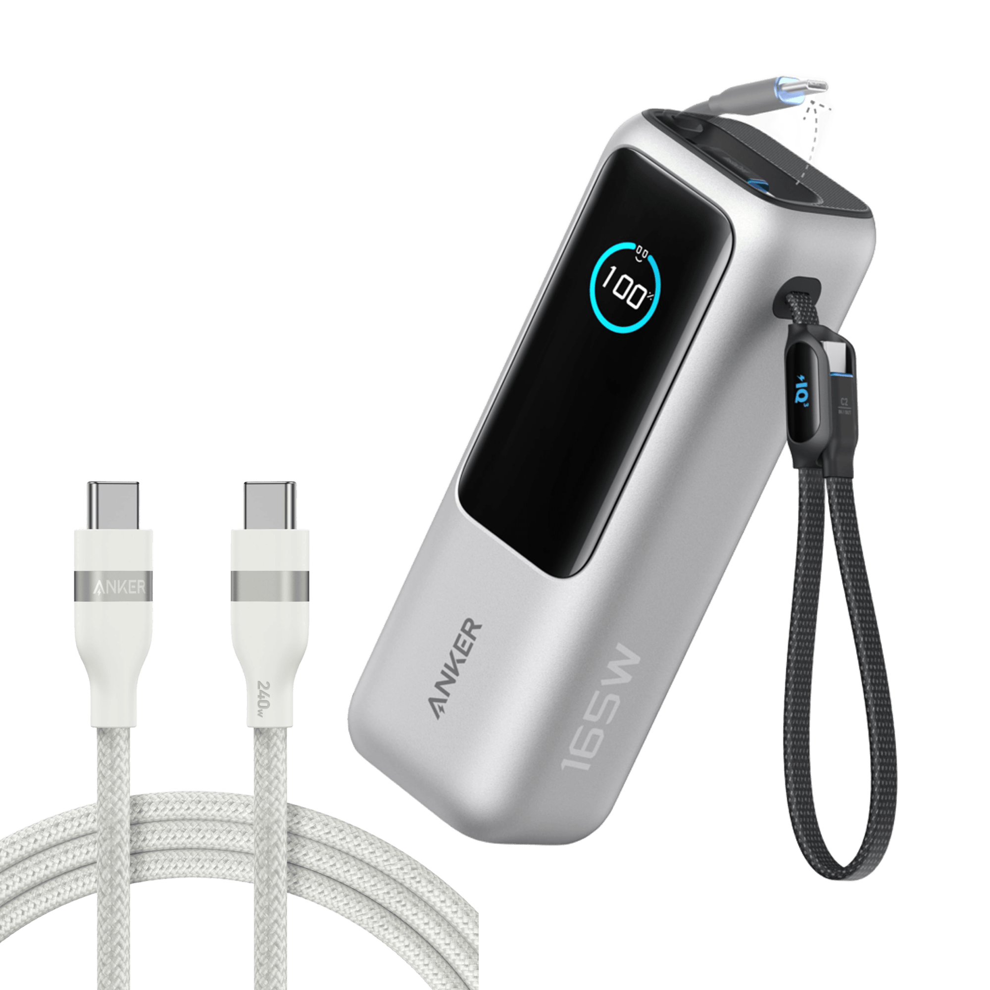 Anker Laptop Power Bank (25K, 165W, Built-In and Retractable Cables)
