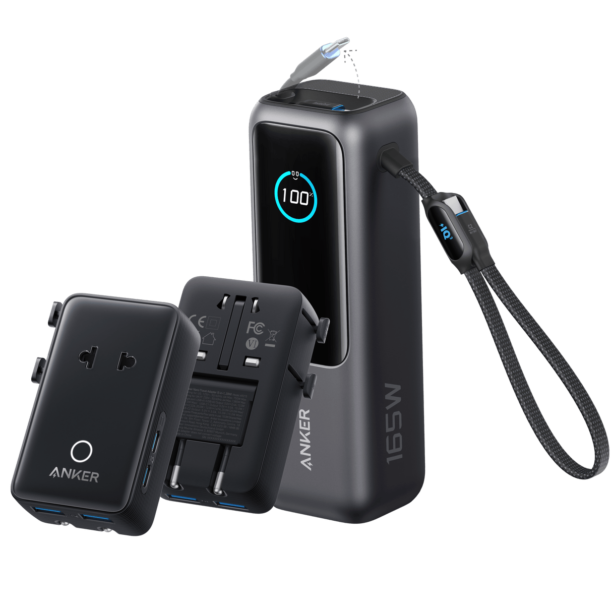Anker Laptop Power Bank (25K, 165W, Built-In and Retractable Cables)