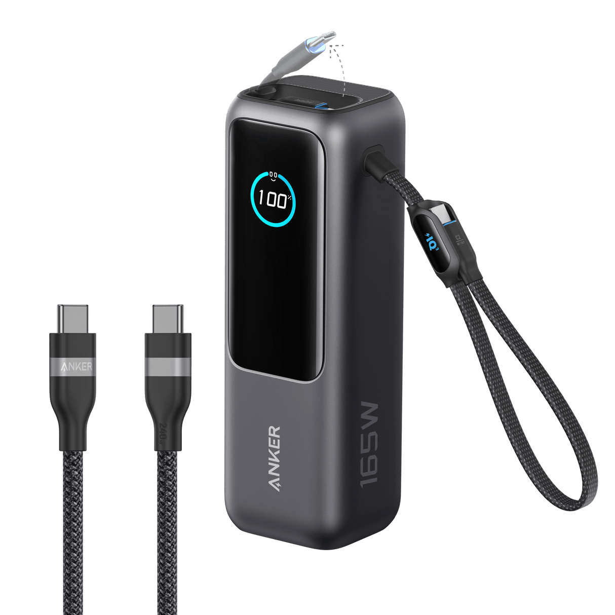 Anker Laptop Power Bank (25K, 165W, Built-In and Retractable Cables)