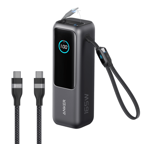 Anker Laptop Power Bank (25K, 165W, Built-In and Retractable Cables)