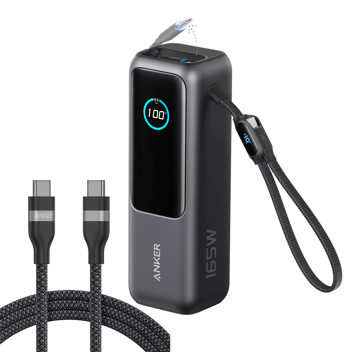 Anker Laptop Power Bank (25K, 165W, Built-In and Retractable Cables)
