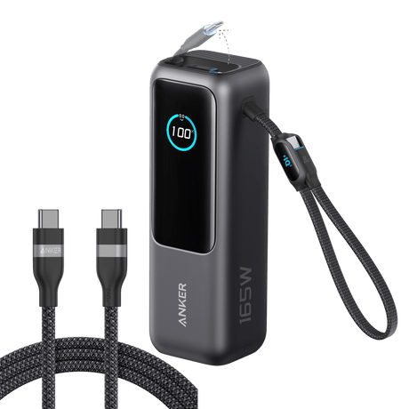 Anker Laptop Power Bank (25K, 165W, Built-In and Retractable Cables)