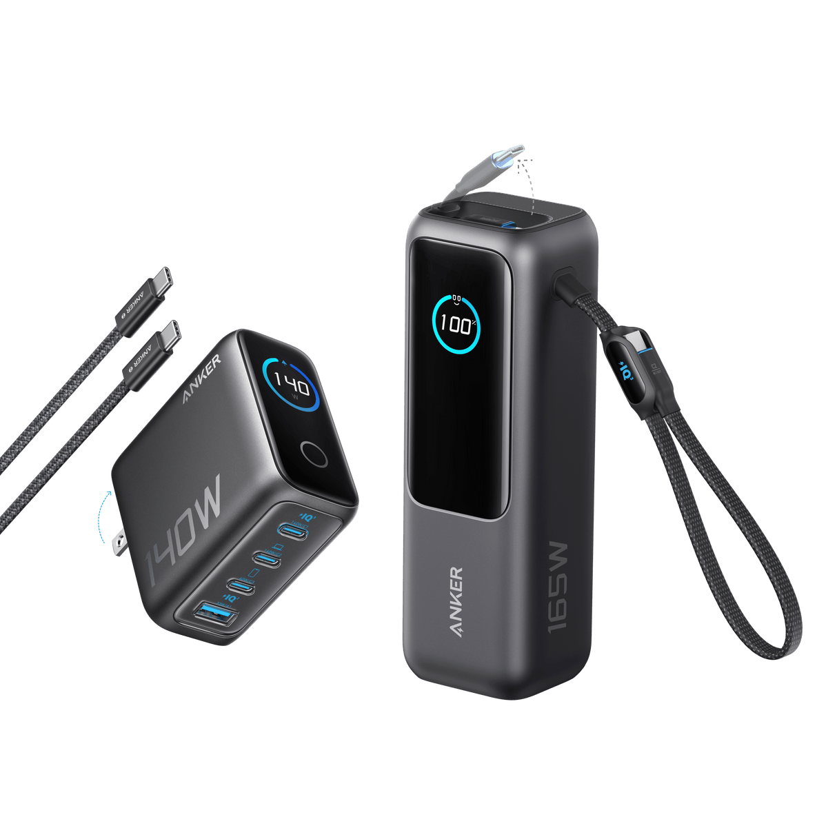Anker Laptop Power Bank (25K, 165W, Built-In and Retractable Cables)