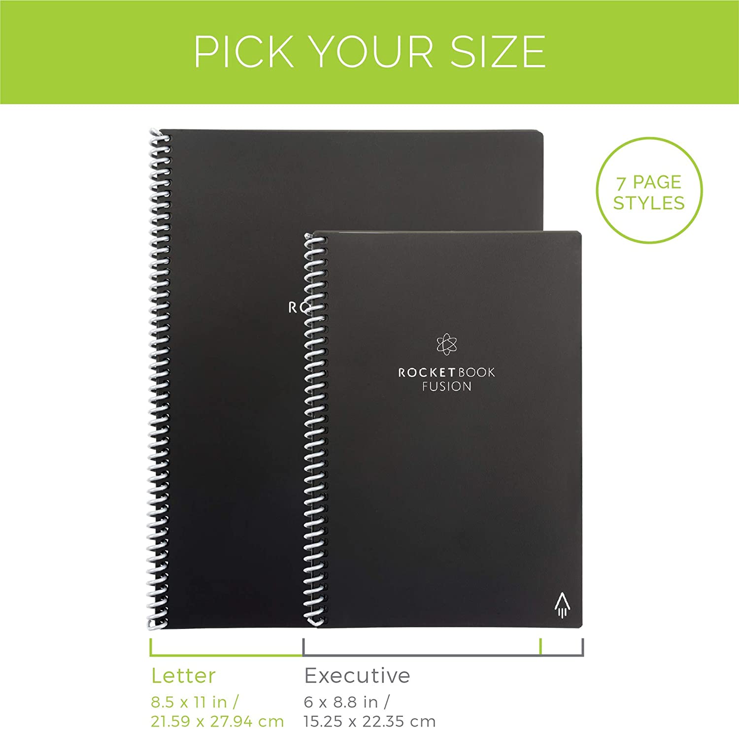 Rocketbook EVRF-L-K-CCE Fusion Smart Reusable Notebook Letter Size Light Blue