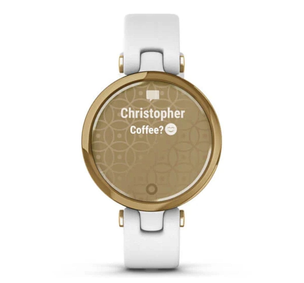 Garmin Lily Classic Edition Light Gold Bezel with White Case and Italian Leather Band - Certified Refurbished