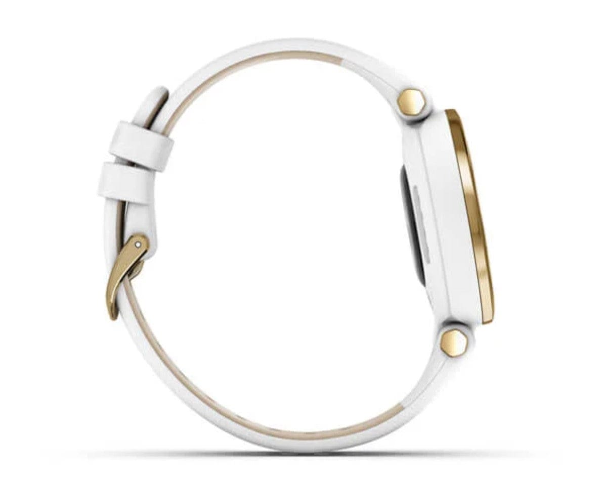 Garmin Lily Classic Edition Light Gold Bezel with White Case and Italian Leather Band - Certified Refurbished
