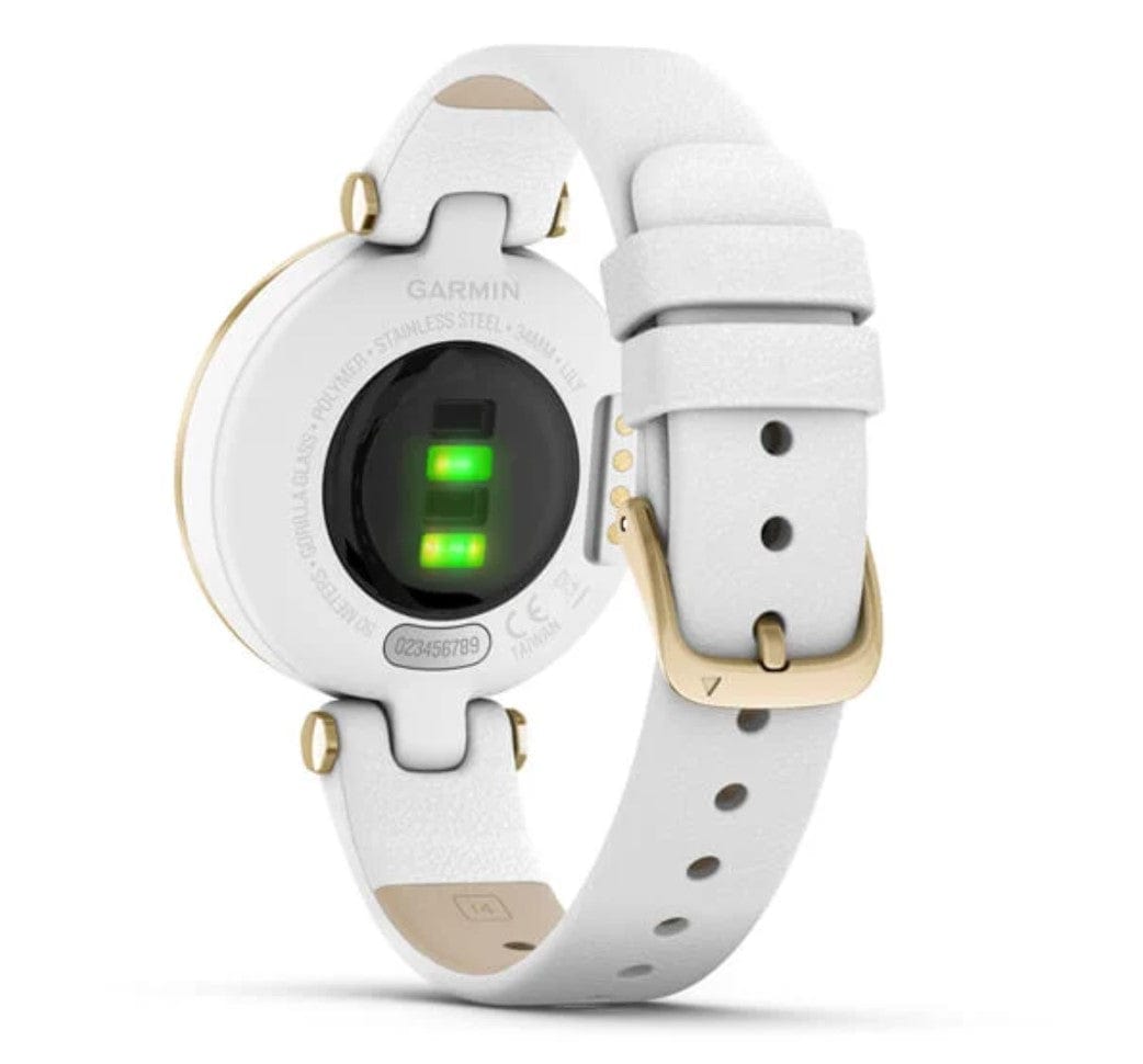 Garmin Lily Classic Edition Light Gold Bezel with White Case and Italian Leather Band - Certified Refurbished