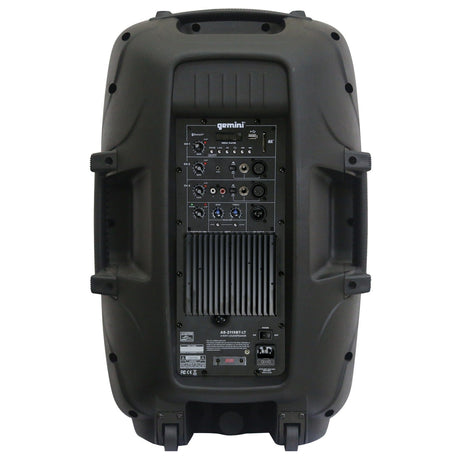 Gemini AS Series Bluetooth Multi-LED Portable PA Speaker Kit with Stand and Wired Microphone, Black, AS-2115BT-LT-PK