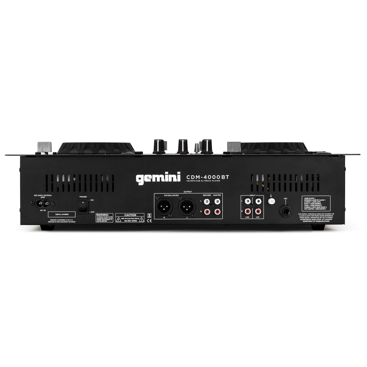 Gemini CD/USB DJ Media Player with Bluetooth, Black, CDM-4000BT