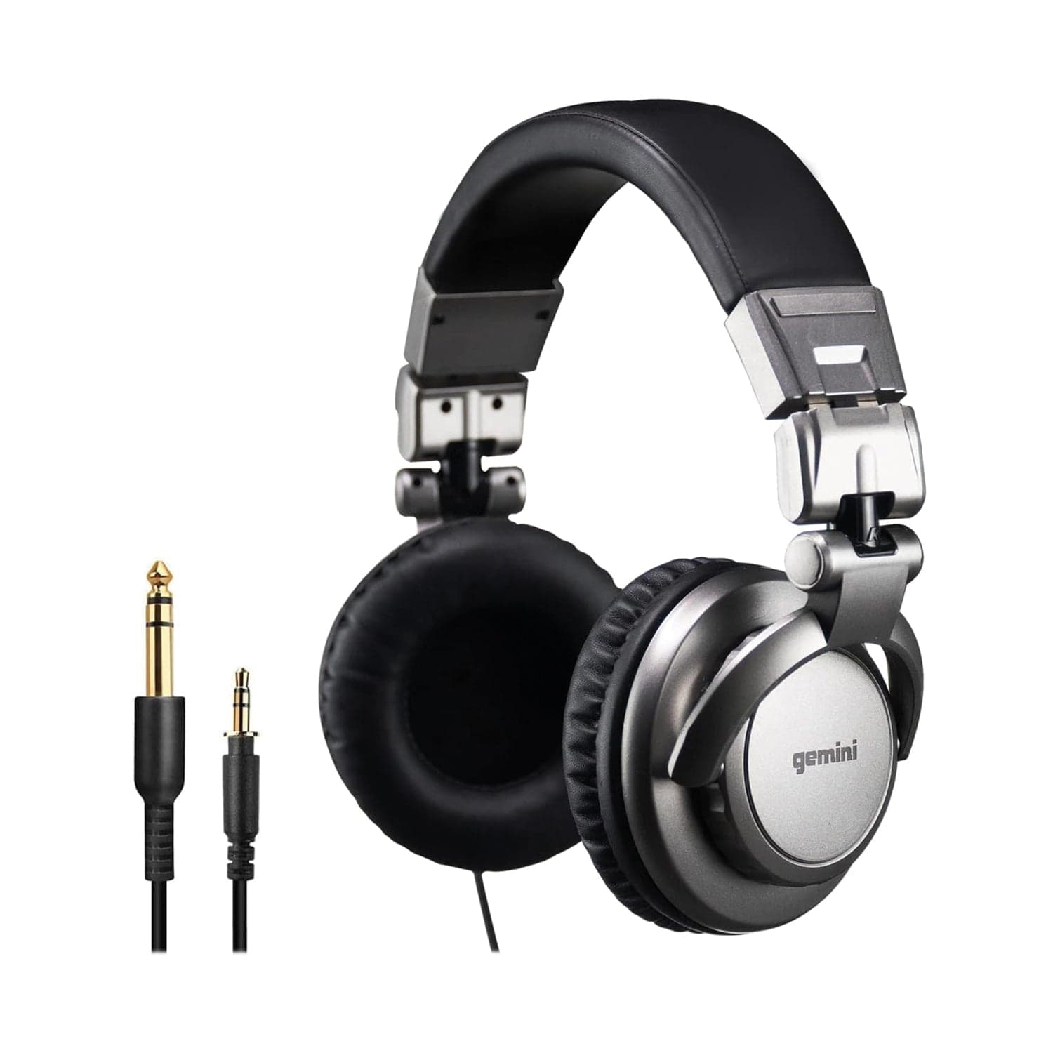 Gemini Over-the-Ear Professional DJ Headphones, Silver and Black, DJX-500