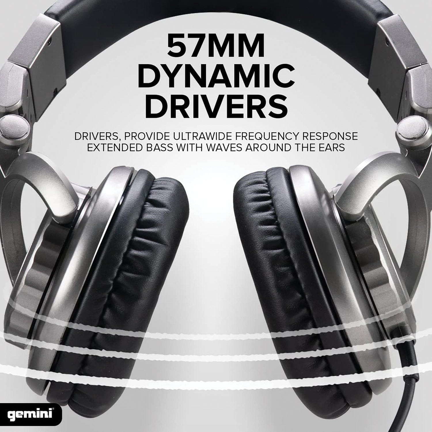 Gemini Over-the-Ear Professional DJ Headphones, Silver and Black, DJX-500