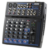 Gemini GEM-08USB Compact Analog Bluetooth Professional Audio Mixer, 8 Channels