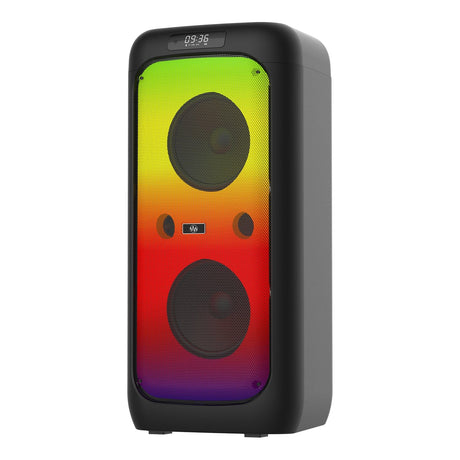 Gemini GGO Series Portable Bluetooth TWS Dual-Woofer Karaoke Boom Box with Lights, Microphone, and Remote, Black, GGO-2650L