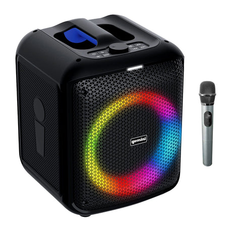 Gemini GGO Series Portable Bluetooth TWS Karaoke Speaker with Lights, Microphone, and Remote, Black, GGO-650L