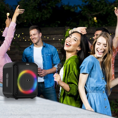 Gemini GGO Series Portable Bluetooth TWS Karaoke Speaker with Lights, Microphone, and Remote, Black, GGO-650L