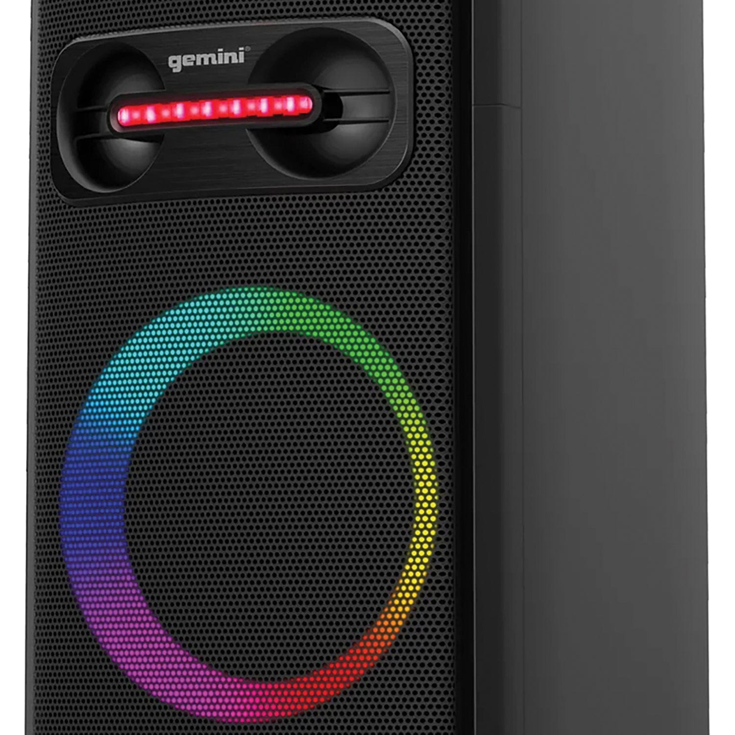 Gemini Portable Bluetooth TWS Speaker with LED Party Lighting and Wired Microphone, Black, GHK-2800