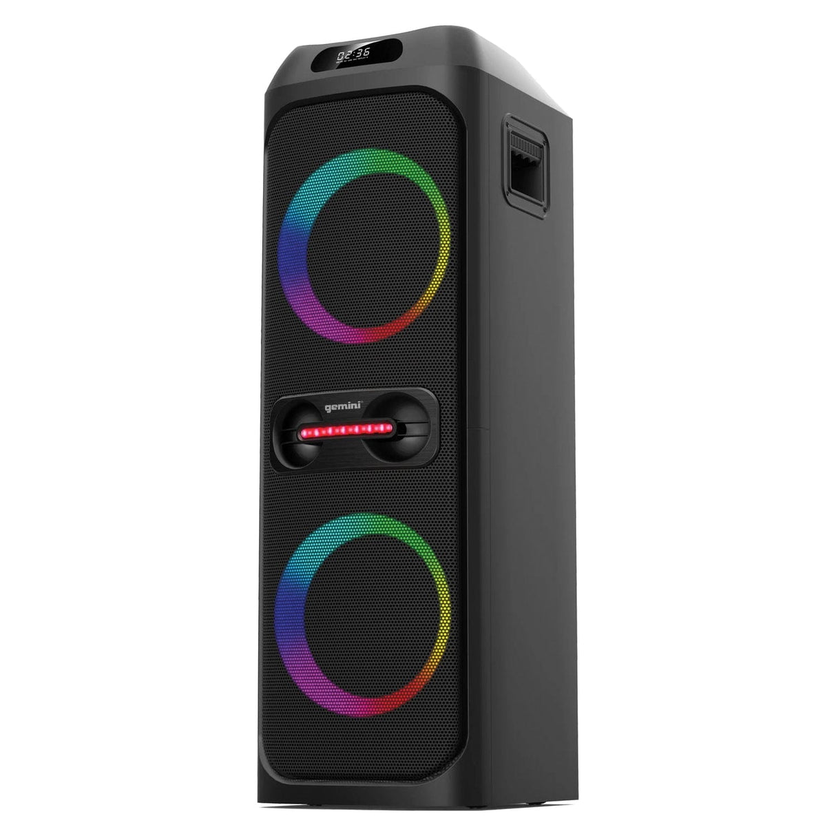 Gemini Portable Bluetooth TWS Speaker with LED Party Lighting and Wired Microphone, Black, GHK-2800