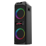Gemini Portable Bluetooth TWS Speaker with LED Party Lighting and Wired Microphone, Black, GHK-2800