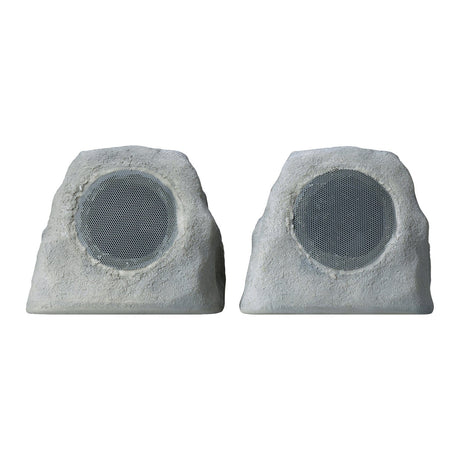 Gemini GHRK-500LTMS Solar Bluetooth TWS 30-Watt-Peak Outdoor Rock Speaker with LED Lighting, 2 Pack