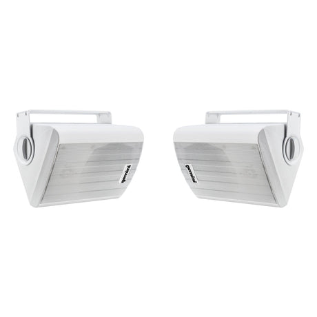 Gemini GHSI Series GHSI-W650BT-PR Outdoor Bluetooth 300-Watt-Peak Outdoor Speaker Set with Mounting Brackets and Remote, 2 Count, White