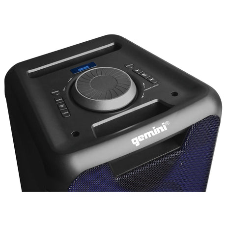 Gemini GLS Series Portable Bluetooth  Dual-Woofer Speaker System with LED Lights, Microphone, and Remote, True Wireless, Black, GLS-550