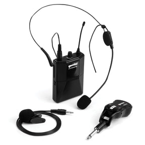 Gemini GMU-HSL100 UHF Single-Channel Wireless Microphone System with Headset Microphone and Lavalier Microphone