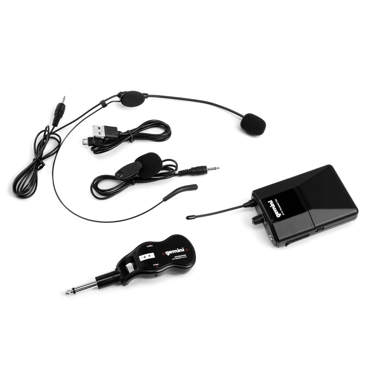 Gemini GMU-HSL100 UHF Single-Channel Wireless Microphone System with Headset Microphone and Lavalier Microphone